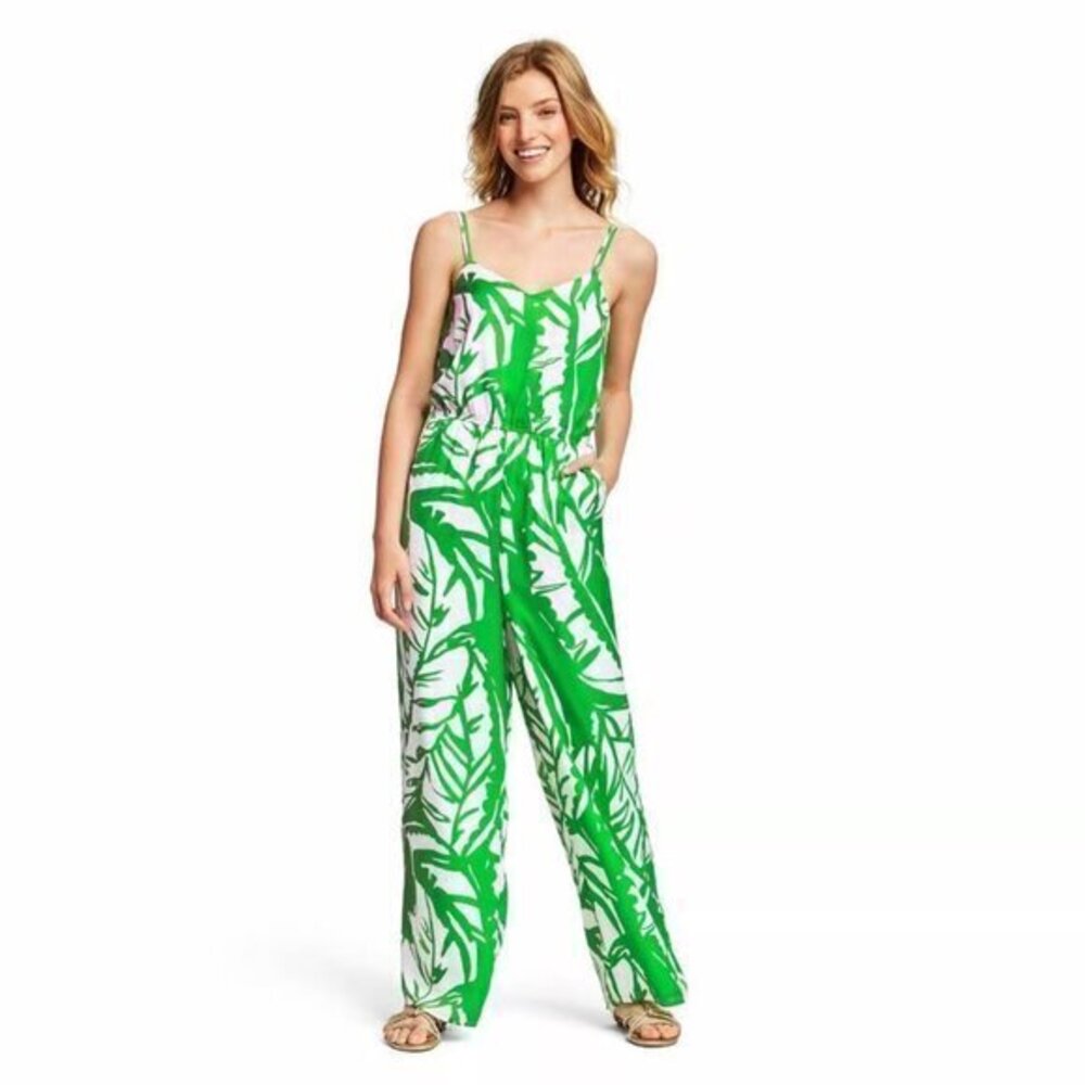 Lilly Pulitzer for Target Boom Boom Jumpsuit in Green & White Palm Print Size XS